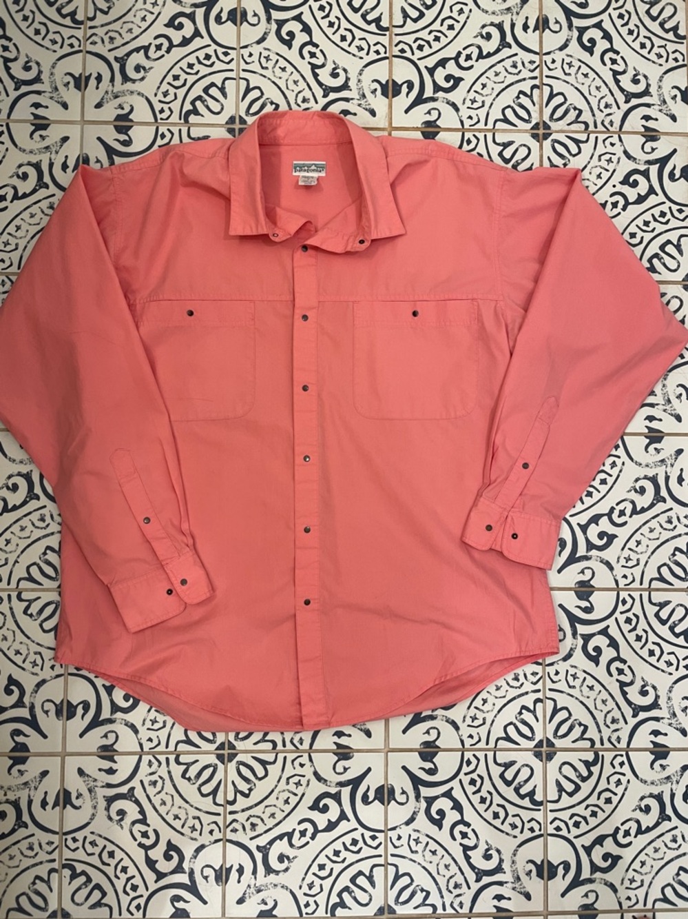 Vintage Patagonia Men's Classic Long-Sleeve Pink Snap-Down Shirt size L